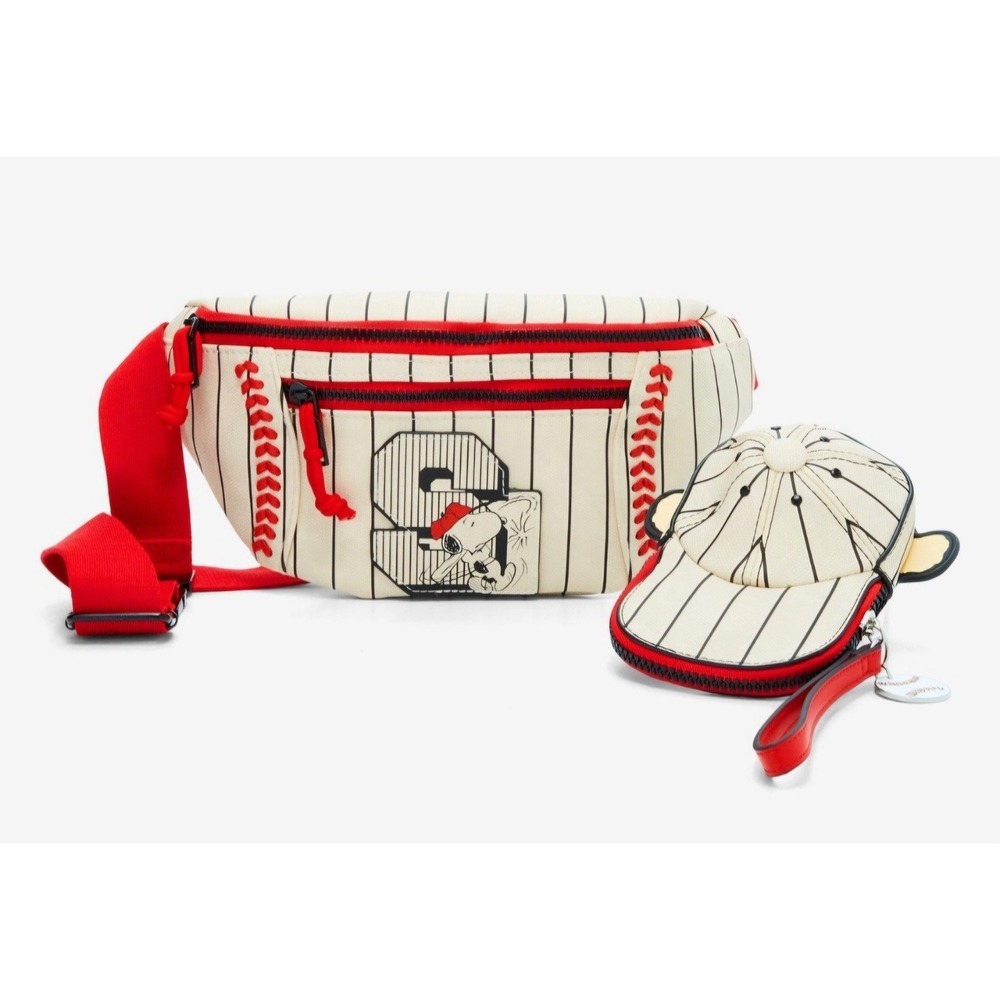 Peanuts Snoopy Baseball Striped Fanny Belt Bag & Matching Charlie Brown Coin Bag